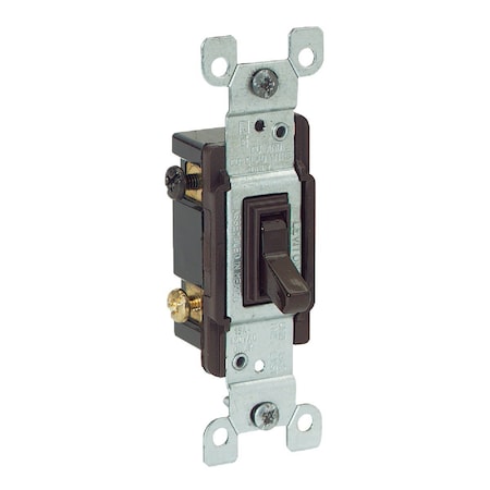 Leviton Non-Grounded Toggle Brown 15A 3-Way Switch 204-01453-0CP